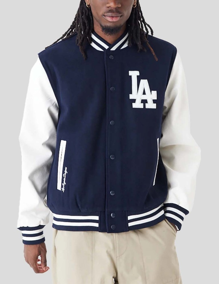 Chaqueta NEW ERA a dodgers mlb world séries varsity navy/white